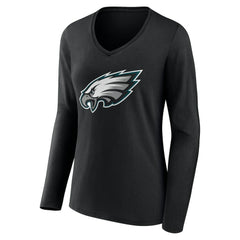 Philadelphia Eagles Women's Team Authentic Personalized Name & Number Long Sleeve V-Neck T-Shirt | NFL New