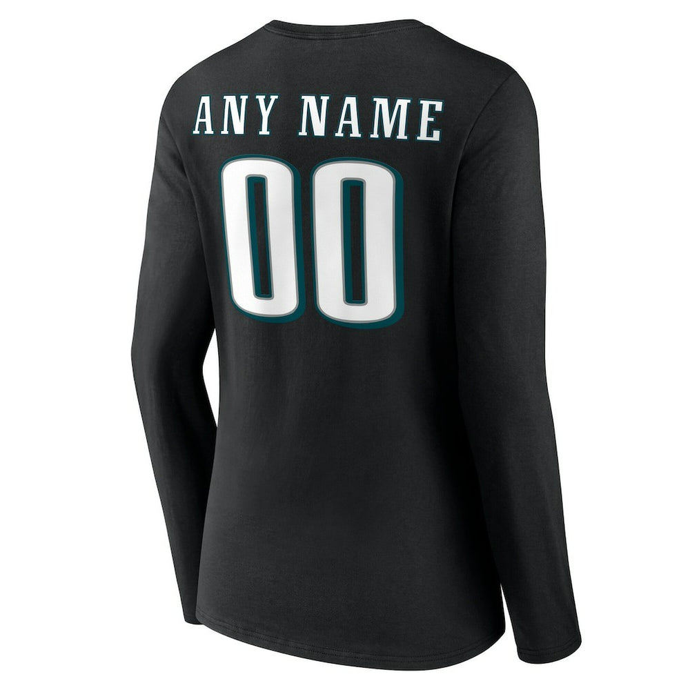 Philadelphia Eagles Women's Team Authentic Personalized Name & Number Long Sleeve V-Neck T-Shirt | NFL New