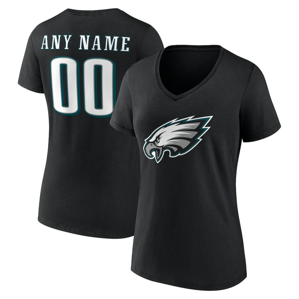 Philadelphia Eagles Women's Team Authentic Personalized Name & Number V-Neck T-Shirt | NFL Discount