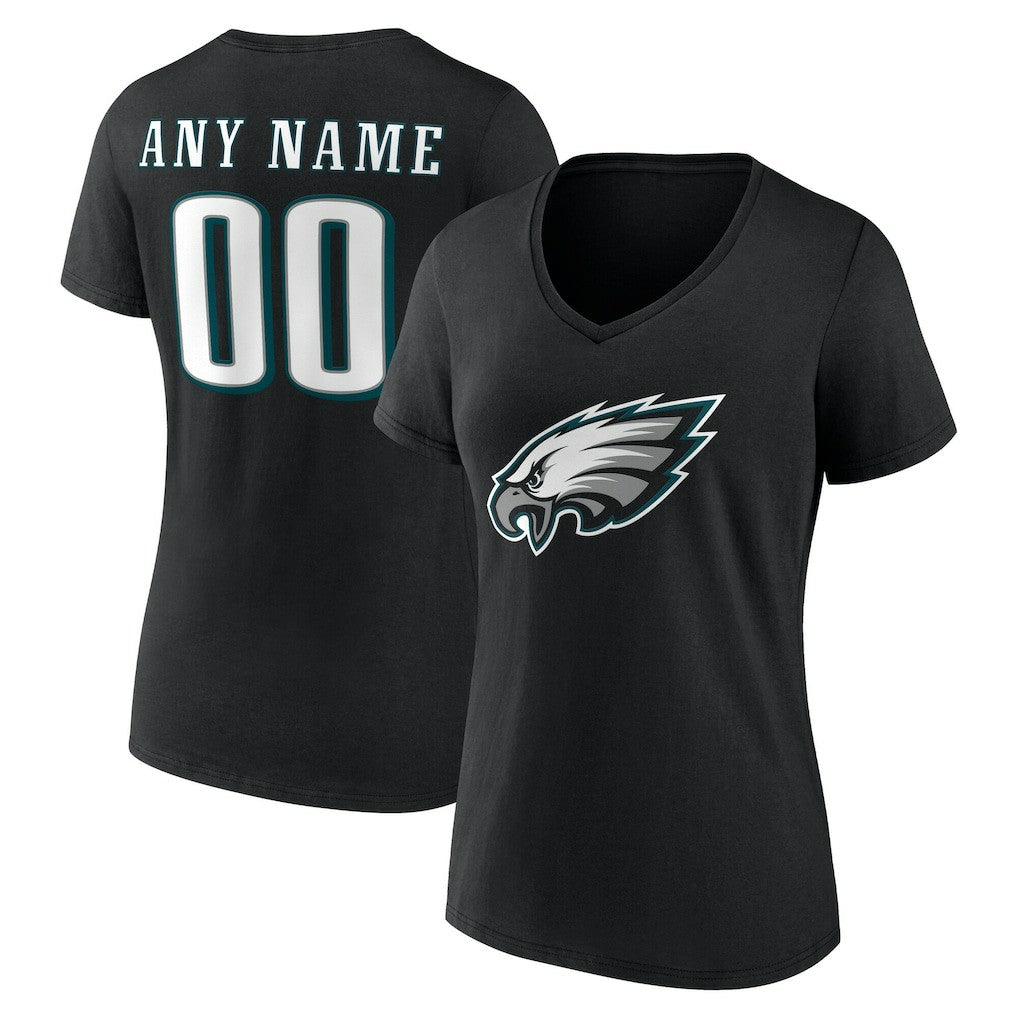 Philadelphia Eagles Women's Team Authentic Personalized Name & Number V-Neck T-Shirt | NFL Discount