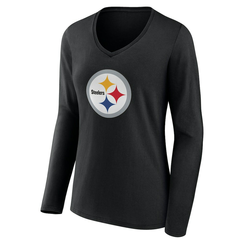 Pittsburgh Steelers Women's Team Authentic Personalized Name & Number Long Sleeve V-Neck T-Shirt | NFL Online