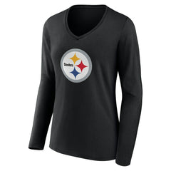 Pittsburgh Steelers Women's Team Authentic Personalized Name & Number Long Sleeve V-Neck T-Shirt | NFL Online