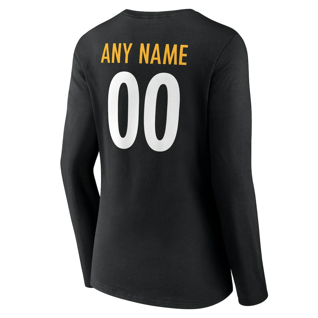 Pittsburgh Steelers Women's Team Authentic Personalized Name & Number Long Sleeve V-Neck T-Shirt | NFL Online