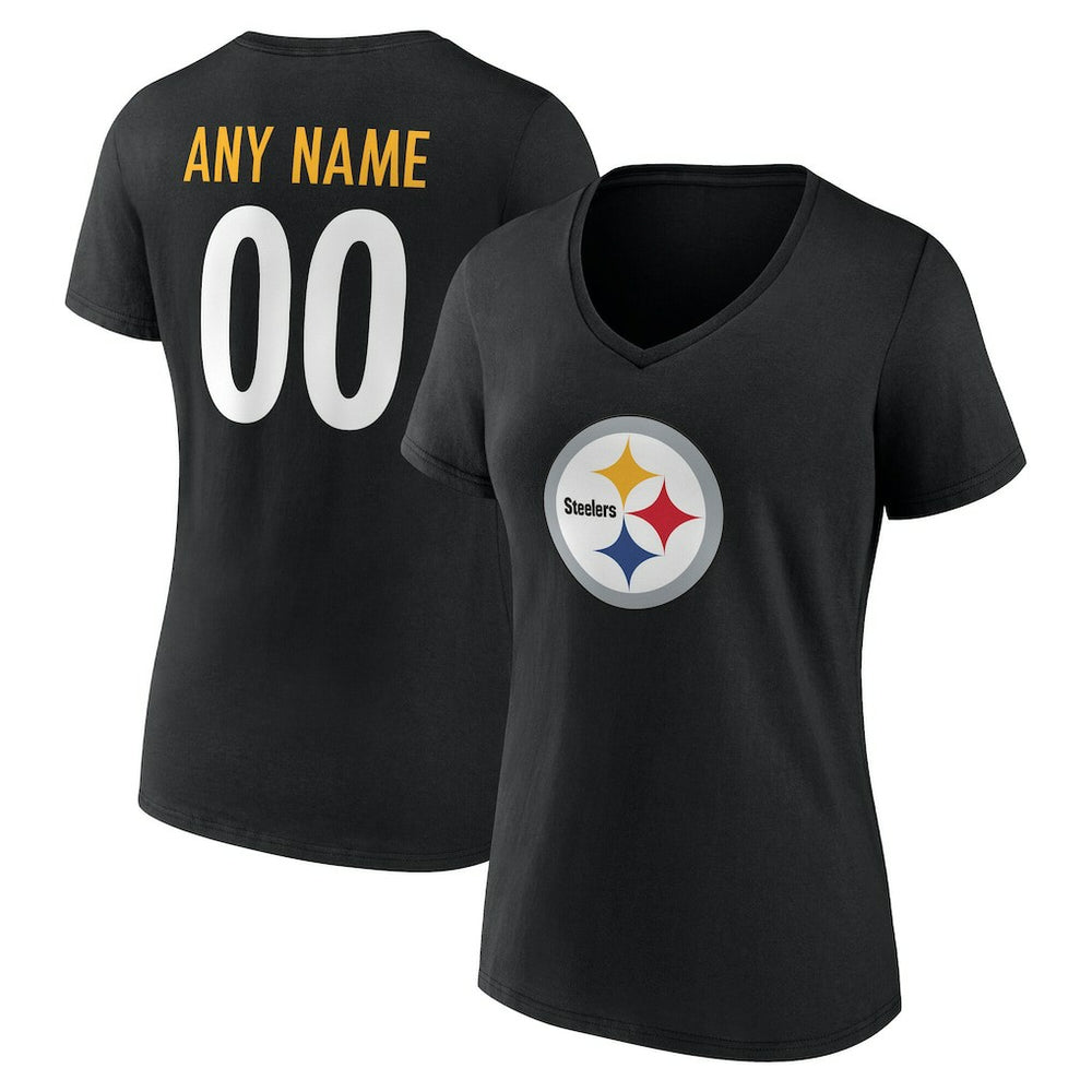 Pittsburgh Steelers Women's Team Authentic Personalized Name & Number V-Neck T-Shirt | NFL Near me