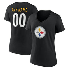 Pittsburgh Steelers Women's Team Authentic Personalized Name & Number V-Neck T-Shirt | NFL Near me