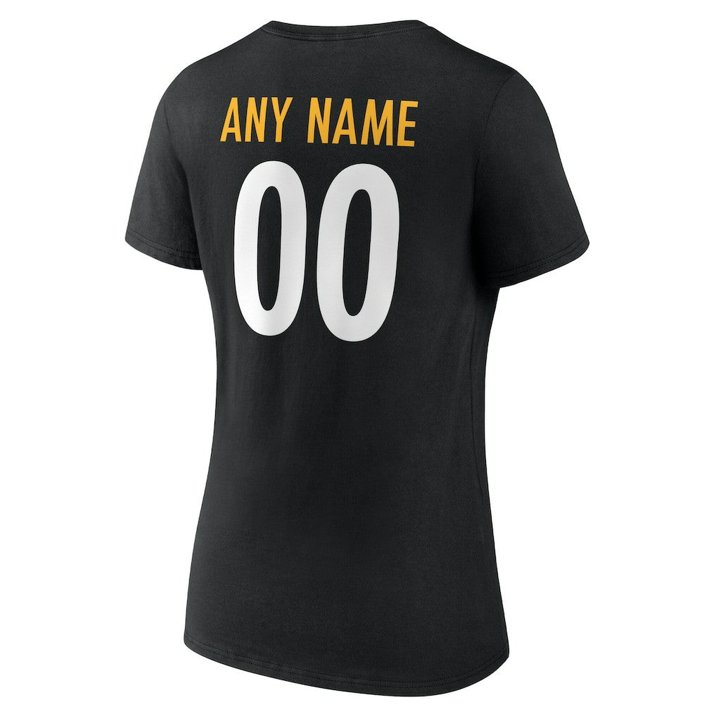 Pittsburgh Steelers Women's Team Authentic Personalized Name & Number V-Neck T-Shirt | NFL Near me