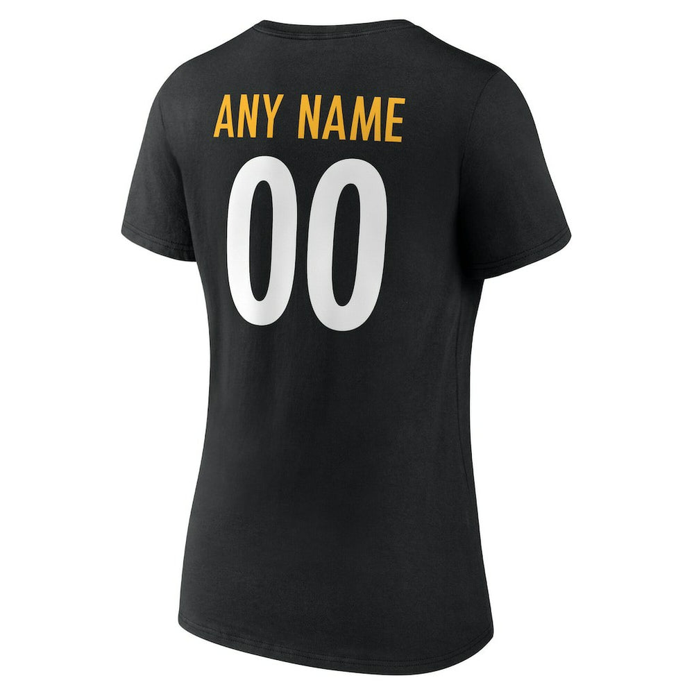 Pittsburgh Steelers Women's Team Authentic Personalized Name & Number V-Neck T-Shirt | NFL Near me