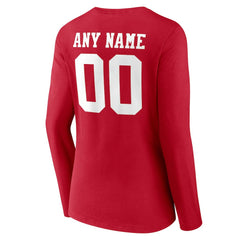 San Francisco 49ers Women's Team Authentic Personalized Name & Number Long Sleeve V-Neck T-Shirt | NFL Sale
