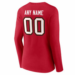 Tampa Bay Buccaneers Women's Team Authentic Personalized Name & Number Long Sleeve V-Neck T-Shirt | NFL Hot