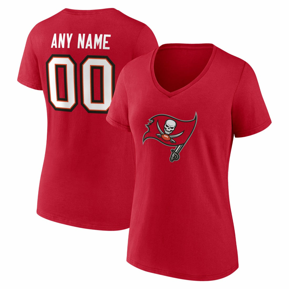 Tampa Bay Buccaneers Women's Team Authentic Personalized Name & Number V-Neck T-Shirt | NFL Discount
