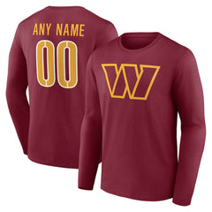 Washington Commanders Team Authentic Personalized Name & Number Long Sleeve T-Shirt | NFL US
