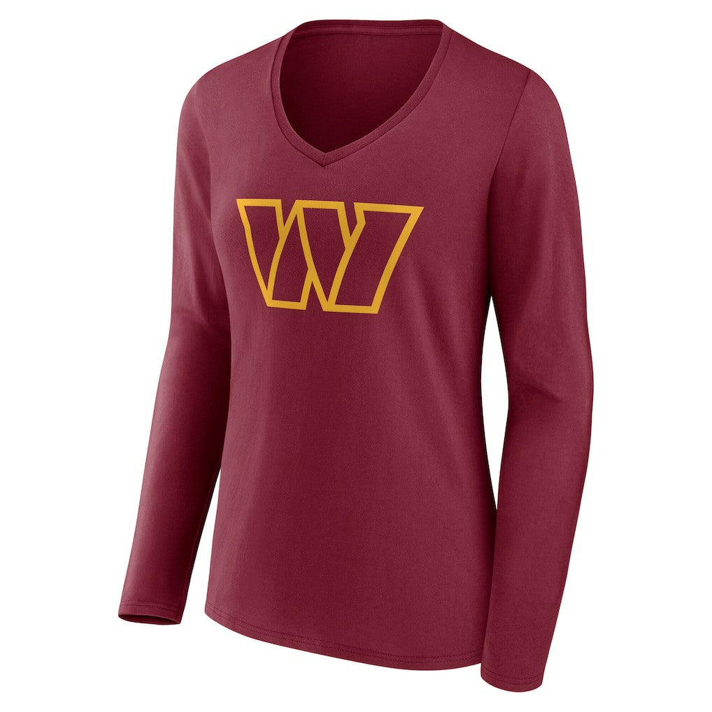 Washington Commanders Women's Team Authentic Personalized Name & Number Long Sleeve V-Neck T-Shirt | NFL Outlet