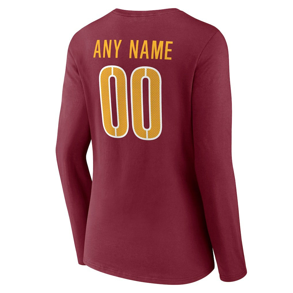Washington Commanders Women's Team Authentic Personalized Name & Number Long Sleeve V-Neck T-Shirt | NFL Outlet