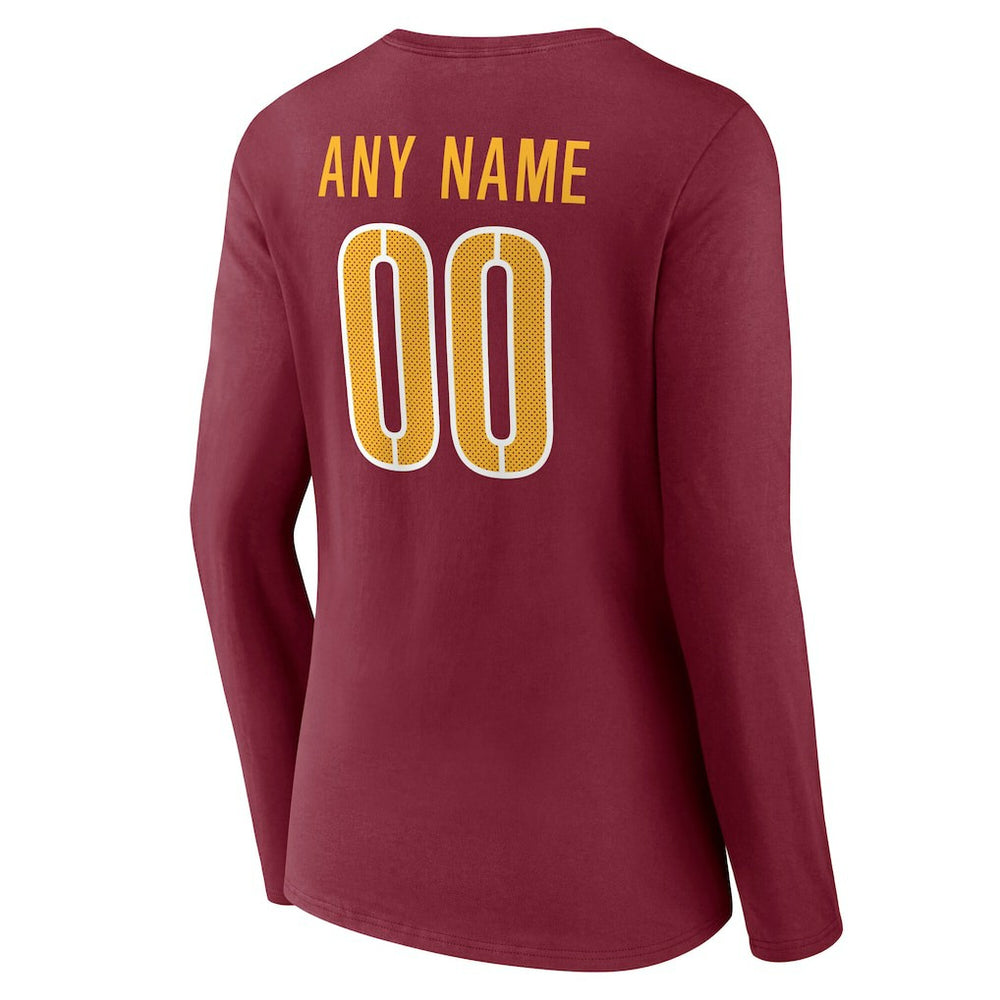 Washington Commanders Women's Team Authentic Personalized Name & Number Long Sleeve V-Neck T-Shirt | NFL Outlet