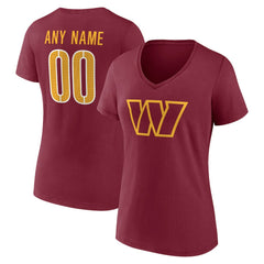 Washington Commanders Women's Team Authentic Personalized Name & Number V-Neck T-Shirt | NFL New