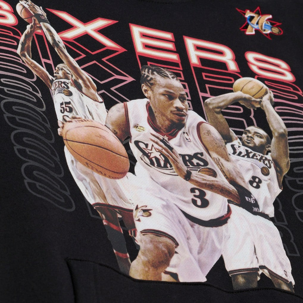 Black Philadelphia 76ers Hardwood Classics Originals Collection 2000-2001 Team Roster Fleece Hoodie | NBA