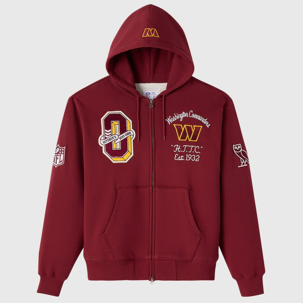 Washington Commanders OVO x NFL Unisex Full-Zip Waffle-Lined Hoodie | NFL New