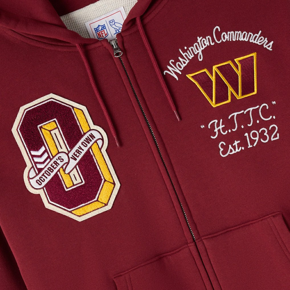 Washington Commanders OVO x NFL Unisex Full-Zip Waffle-Lined Hoodie | NFL New
