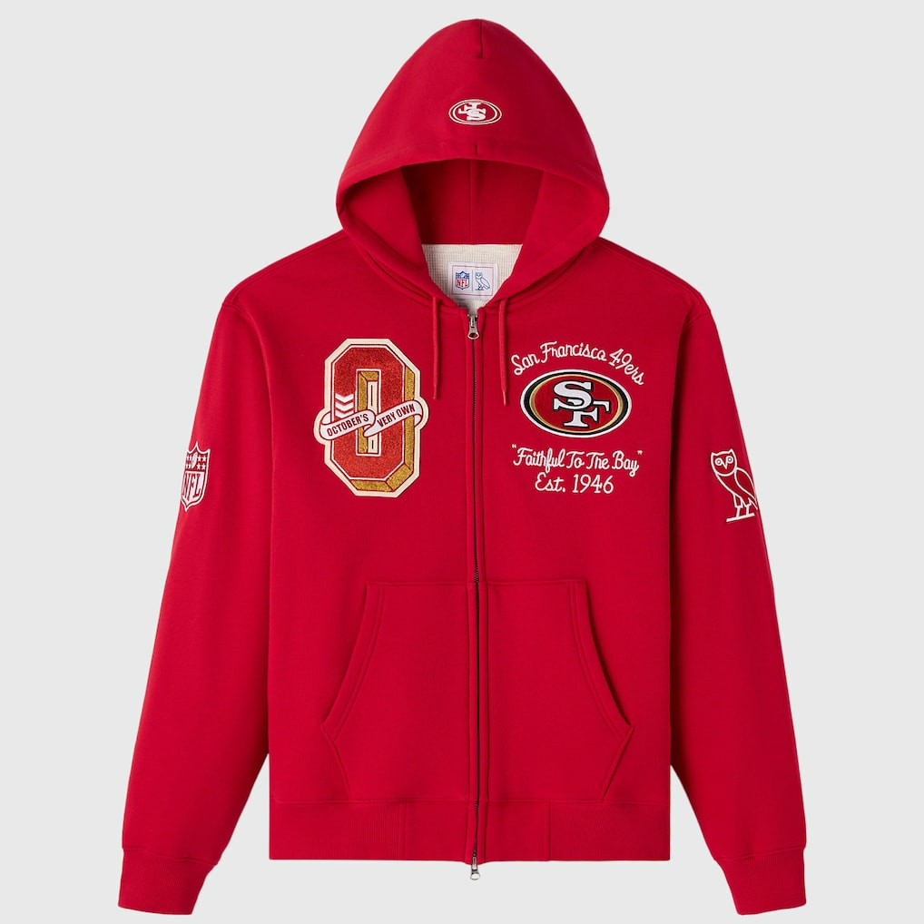 San Francisco 49ers OVO x NFL Unisex Full-Zip Waffle-Lined Hoodie | NFL Near me