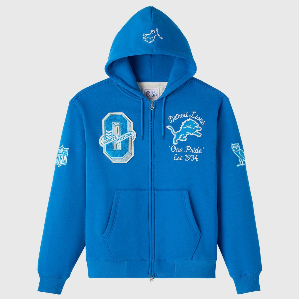Detroit Lions OVO x NFL Unisex Full-Zip Waffle-Lined Hoodie | NFL Discount