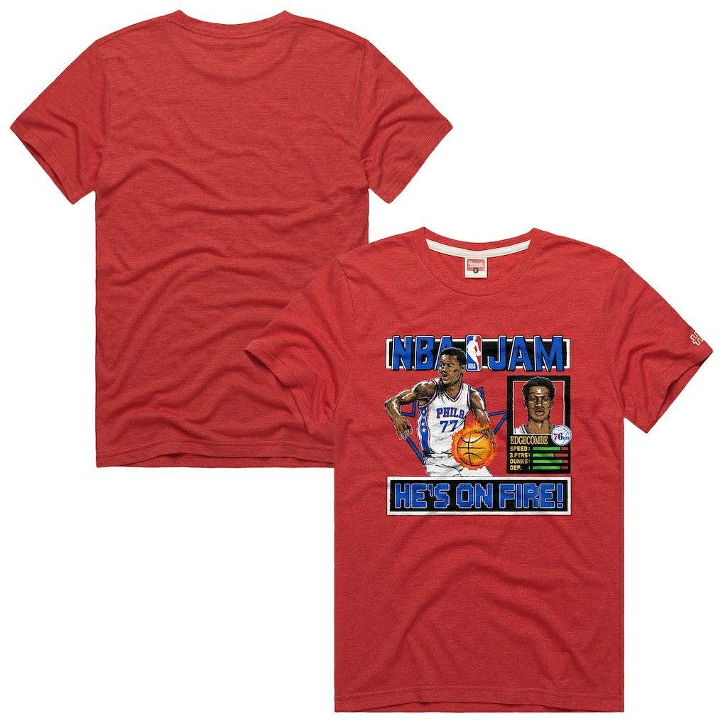 Red VJ Edgecombe Philadelphia 76ers Homage Unisex NBA Jam Tri-Blend T-Shirt | NBA
