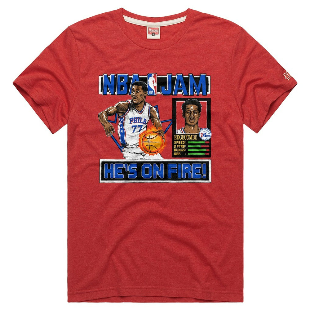 Red VJ Edgecombe Philadelphia 76ers Homage Unisex NBA Jam Tri-Blend T-Shirt | NBA