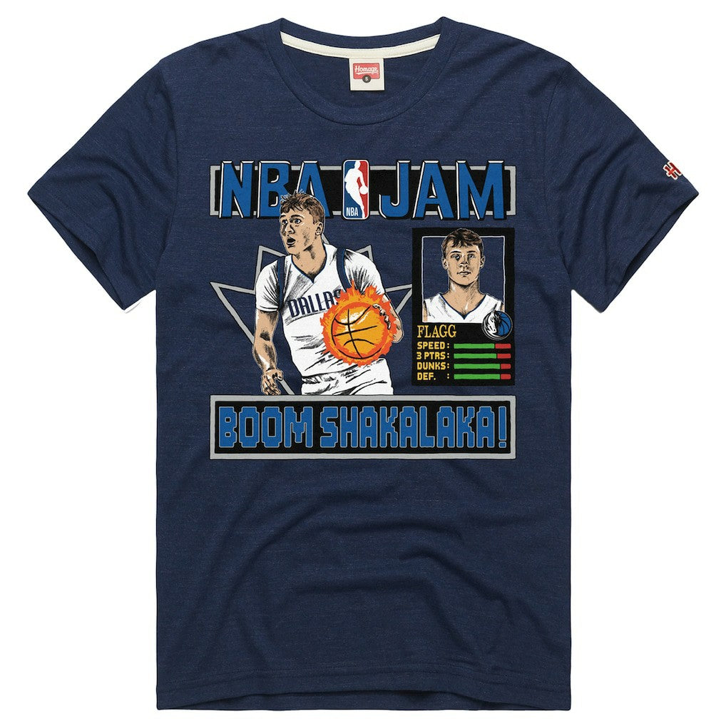 Navy Cooper Flagg Dallas Mavericks Homage Unisex NBA Jam Tri-Blend T-Shirt sale | NBA