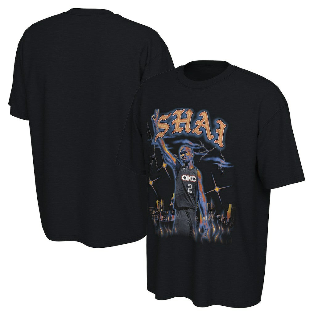 Black Shai Gilgeous-Alexander Oklahoma City Thunder Converse Unisex 2025/26 City Edition Player Graphic T-Shirt | NBA