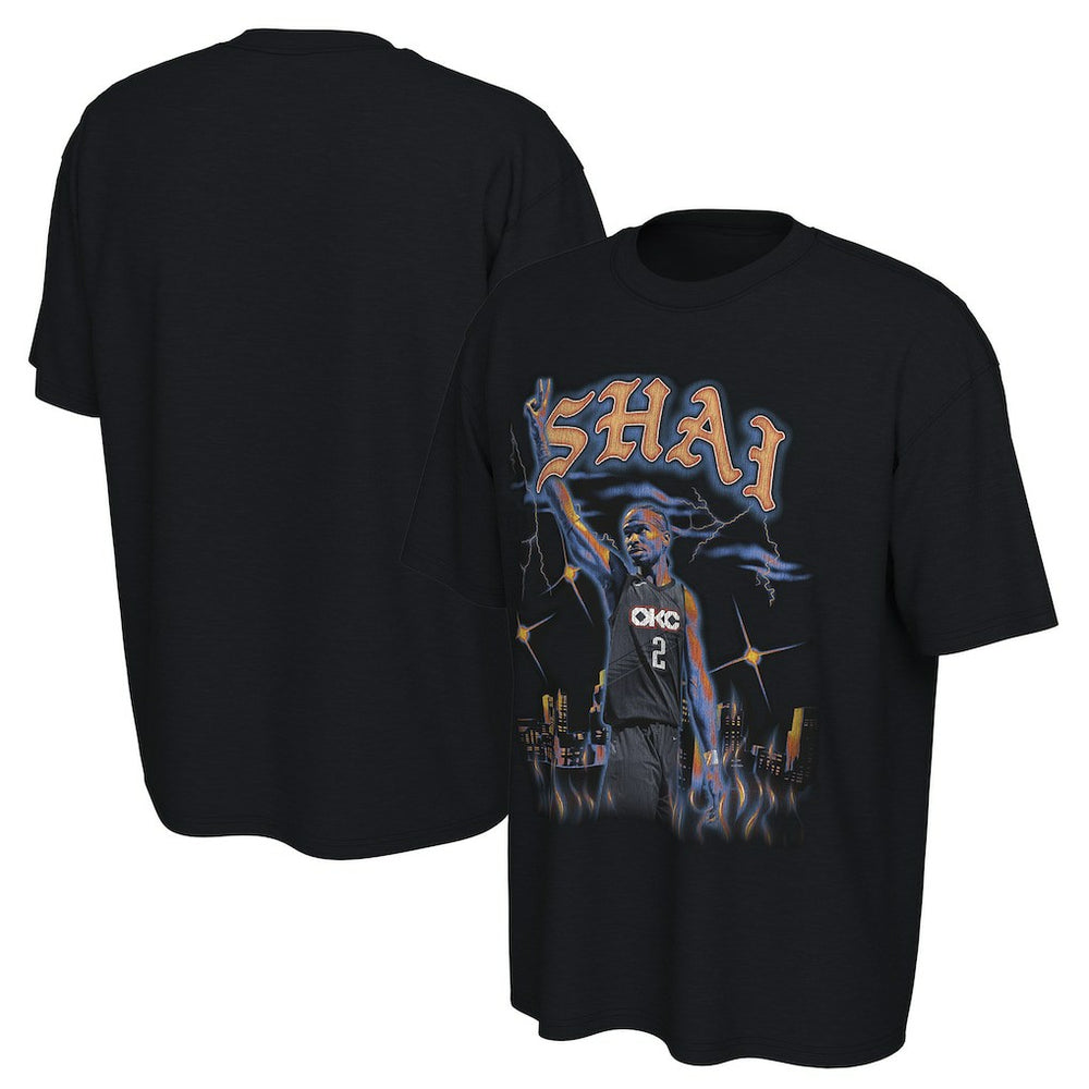 Black Shai Gilgeous-Alexander Oklahoma City Thunder Converse Unisex 2025/26 City Edition Player Graphic T-Shirt | NBA