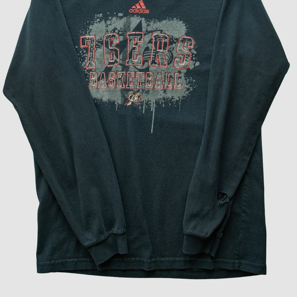 Black Philadelphia 76ers 2000s Long Sleeve T-shirt | NBA
