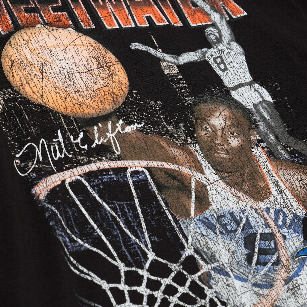 Black Nathaniel Clifton New York Knicks 75th Anniversary Pioneers Player T-Shirt | NBA
