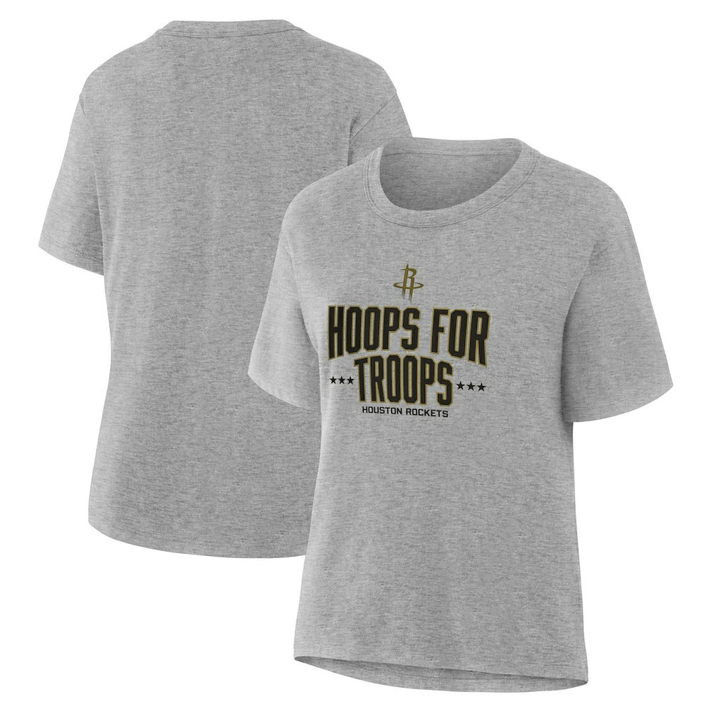 Gray Houston Rockets Women's Hoops For Troops T-Shirt | NBA