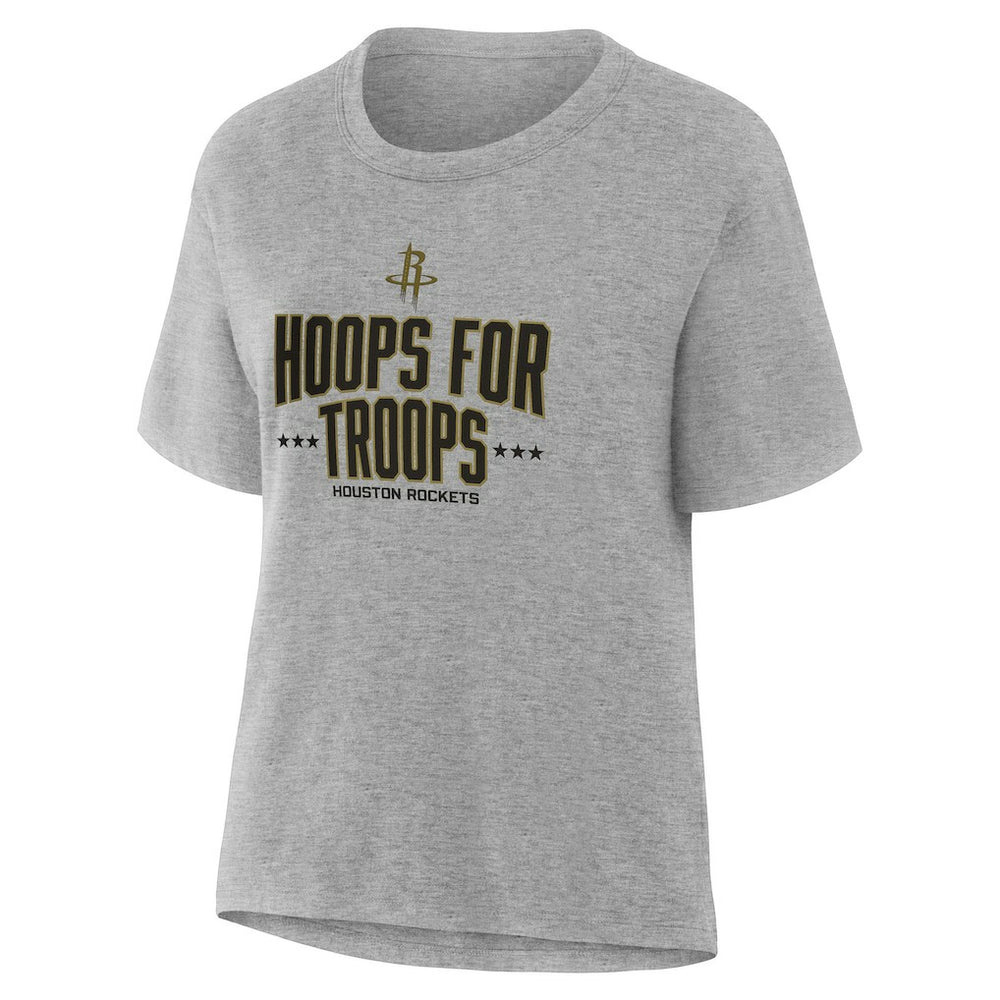 Gray Houston Rockets Women's Hoops For Troops T-Shirt | NBA