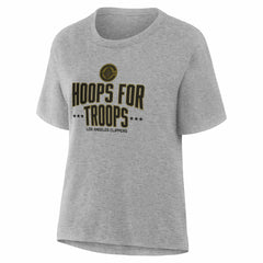 Gray LA Clippers Women's Hoops For Troops T-Shirt | NBA