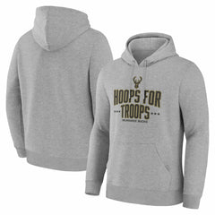 Gray Milwaukee Bucks Hoops For Troops Hoodie | NBA