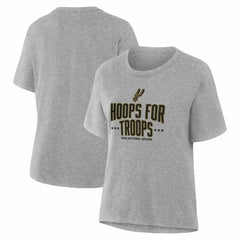 Gray San Antonio Spurs Women's Hoops For Troops T-Shirt | NBA