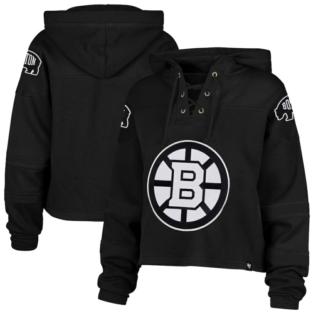 Boston Bruins '47 Women's Cropped Lacer Hoodie -  NHL Hoodies
