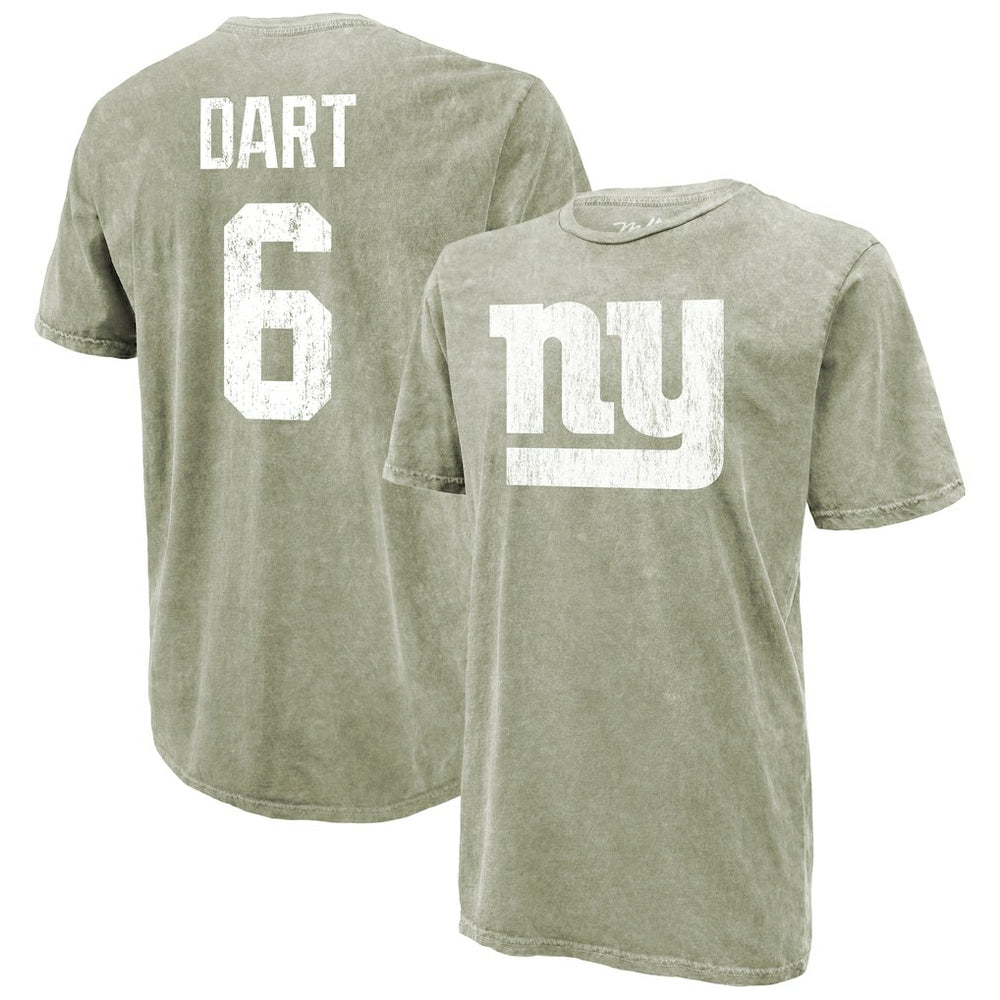 New York Giants Jaxson Dart  Majestic Threads Mineral Wash Name & Number T-Shirt | NFL Outlet