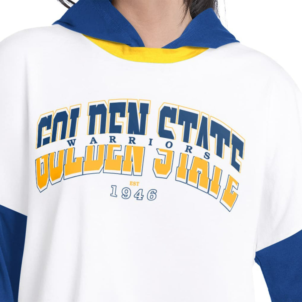 White/Royal Golden State Warriors G-III 4Her by Carl Banks Women's Key Player Oversized Hooded Long Sleeve T-Shirt sale | NBA