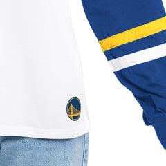 White/Royal Golden State Warriors G-III 4Her by Carl Banks Women's Key Player Oversized Hooded Long Sleeve T-Shirt sale | NBA