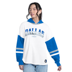 White/Royal Dallas Mavericks G-III 4Her by Carl Banks Women's Key Player Oversized Hooded Long Sleeve T-Shirt sale | NBA