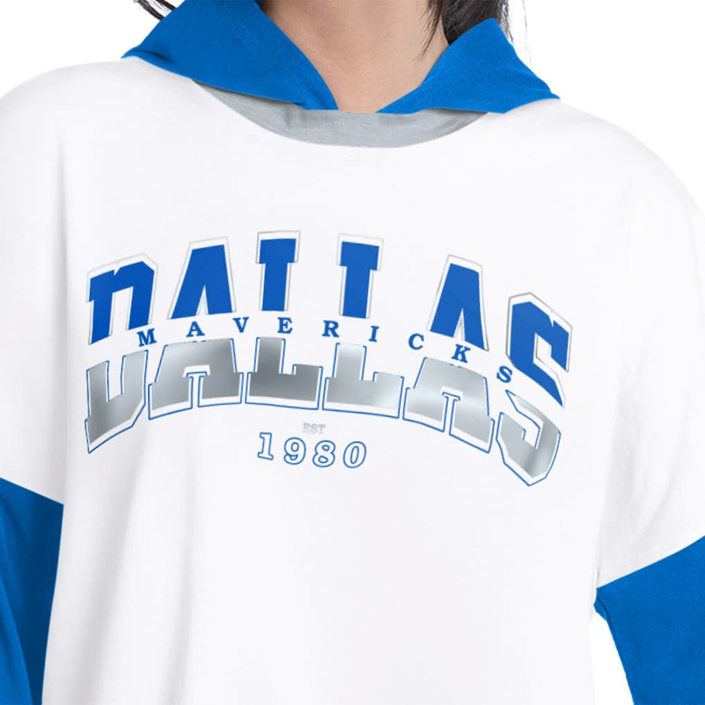 White/Royal Dallas Mavericks G-III 4Her by Carl Banks Women's Key Player Oversized Hooded Long Sleeve T-Shirt sale | NBA