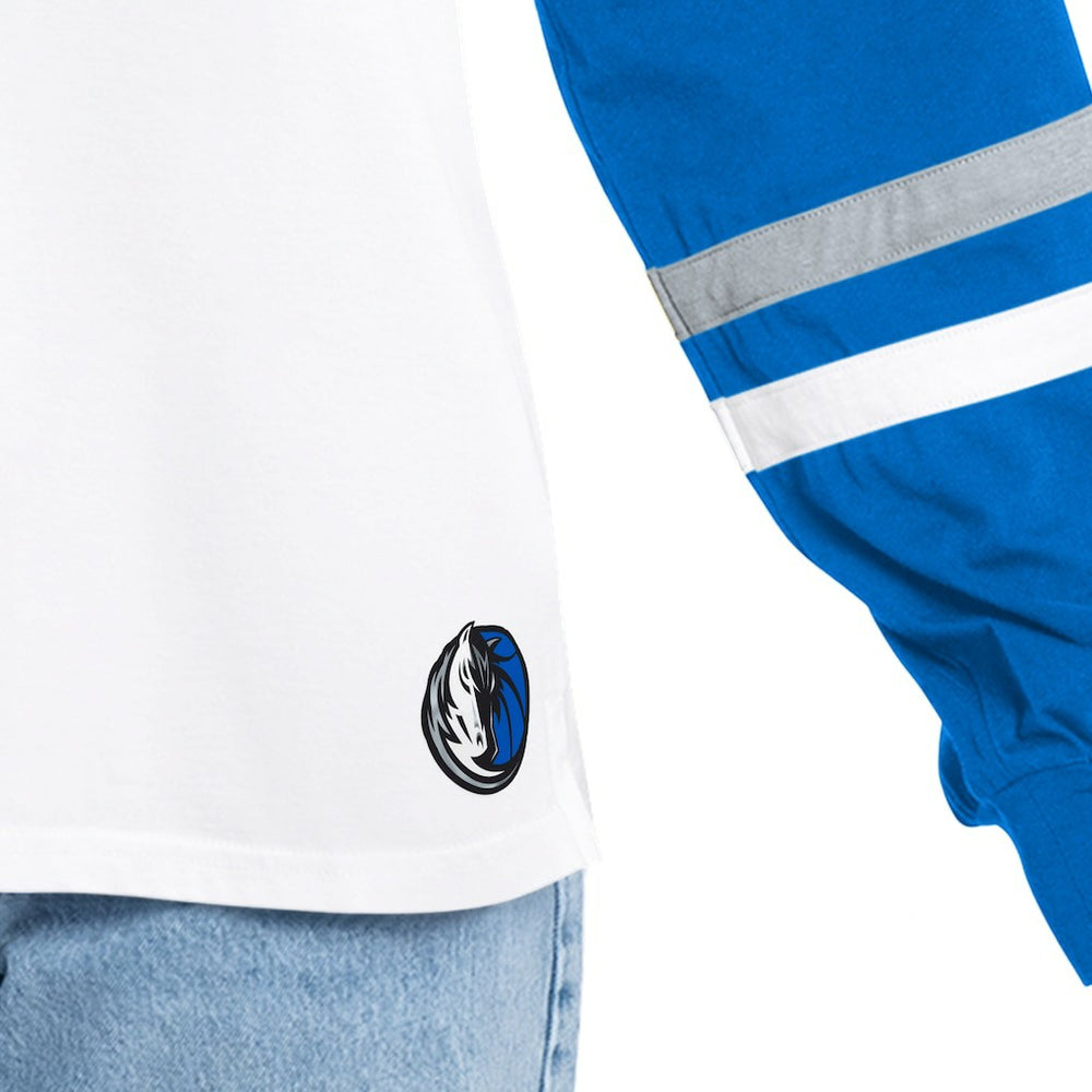 White/Royal Dallas Mavericks G-III 4Her by Carl Banks Women's Key Player Oversized Hooded Long Sleeve T-Shirt sale | NBA