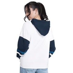 White/Navy Minnesota Timberwolves G-III 4Her by Carl Banks Women's Key Player Oversized Hooded Long Sleeve T-Shirt | NBA