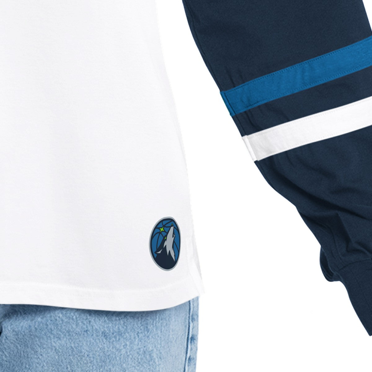 White/Navy Minnesota Timberwolves G-III 4Her by Carl Banks Women's Key Player Oversized Hooded Long Sleeve T-Shirt | NBA