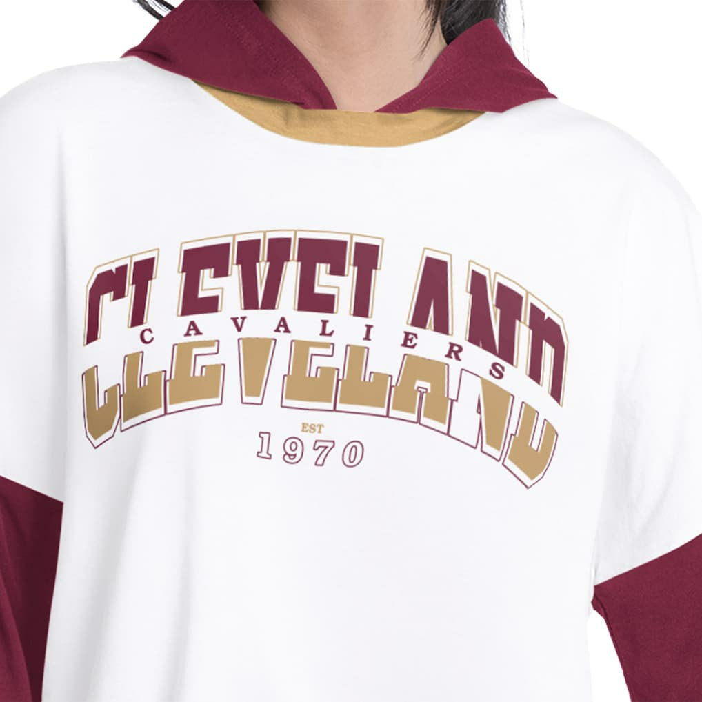White/Wine Cleveland Cavaliers G-III 4Her by Carl Banks Women's Key Player Oversized Hooded Long Sleeve T-Shirt sale | NBA