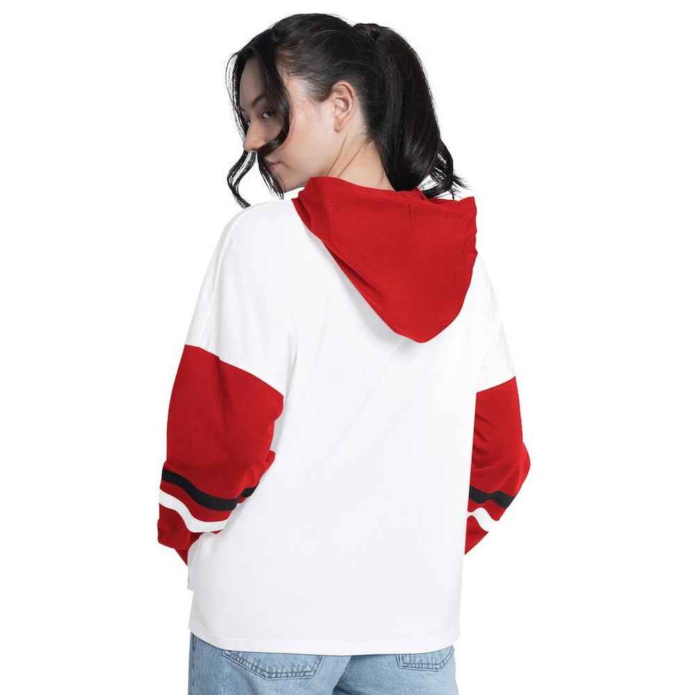 White/Red Chicago Bulls G-III 4Her by Carl Banks Women's Key Player Oversized Hooded Long Sleeve T-Shirt sale | NBA