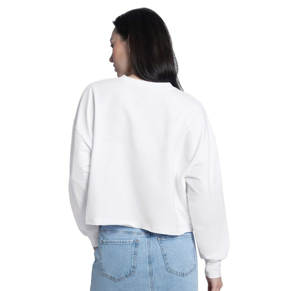 White San Antonio Spurs G-III 4Her by Carl Banks Women's Bleachers Cropped French Terry Sweatshirt | NBA