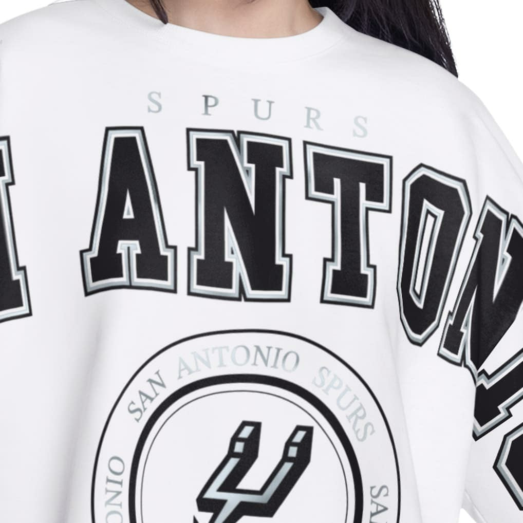 White San Antonio Spurs G-III 4Her by Carl Banks Women's Bleachers Cropped French Terry Sweatshirt | NBA