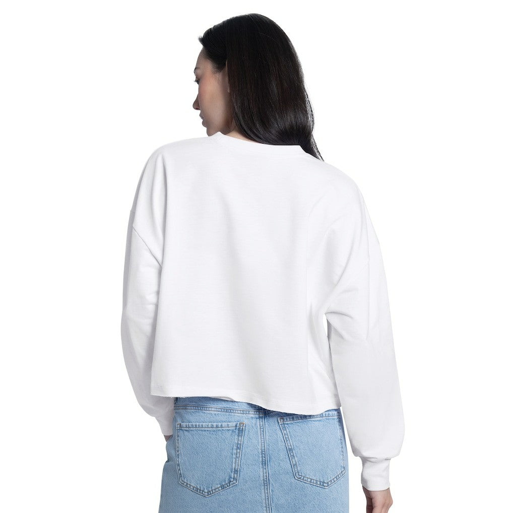 White Chicago Bulls G-III 4Her by Carl Banks Women's Bleachers Cropped French Terry Sweatshirt | NBA